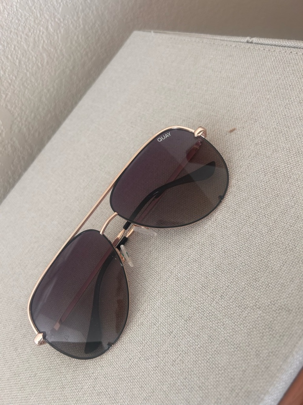 QUAY Oversized High Key Aviator Sunglasses - Gold Frame with Brown Lenses